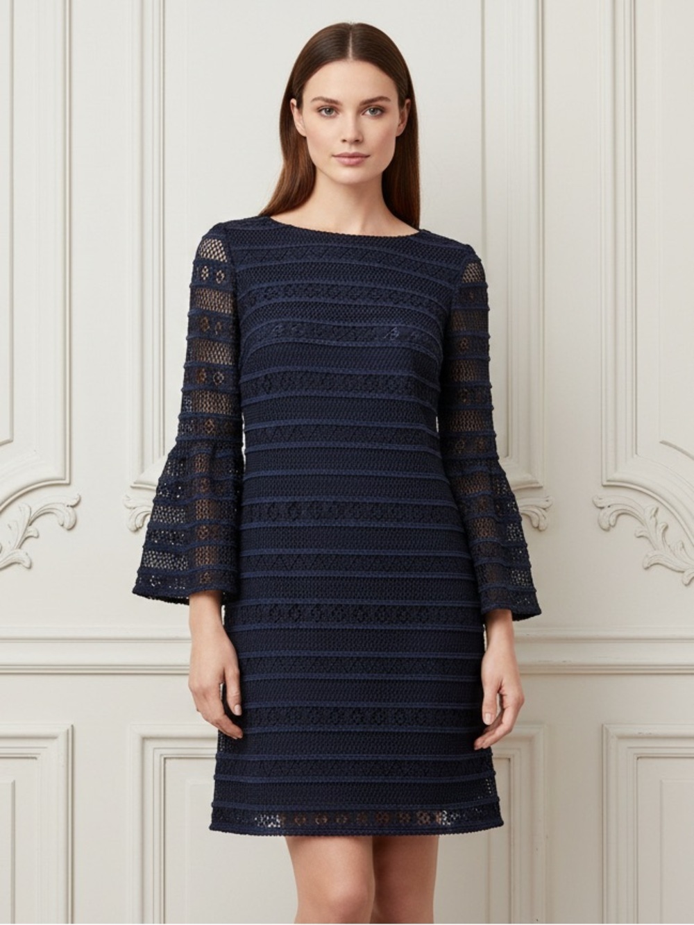 Chaps Navy Long Sleeve Dress or Long Blouse, You Choose